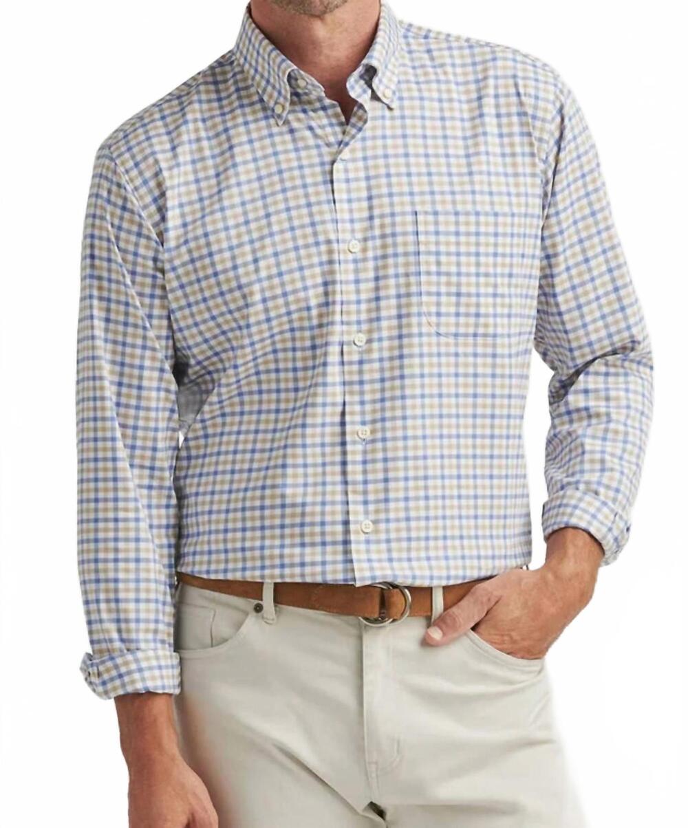NEW PETER MILLAR gardner crown lite cotton-stretch sport shirt in blue freesia